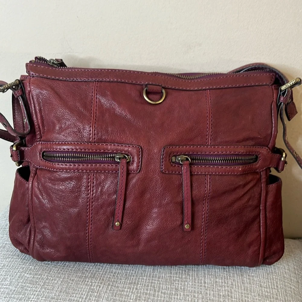 Gianni Bini Burgundy Leather Large Hobo‎ Shoulder Bag